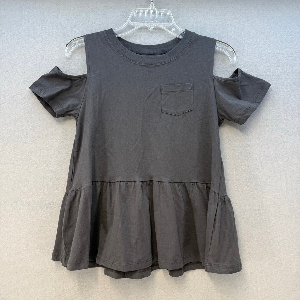 Hudson Top Women's XL Gray Cold Shoulder Baby Doll Top Jersey Cotton Stretch